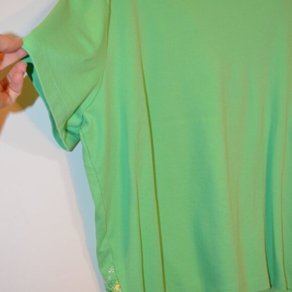 ALFRED DUNNER Green Embroidery V-Neck Crossed Cords Sequences ShortSl Blouse XL - Picture 8 of 8